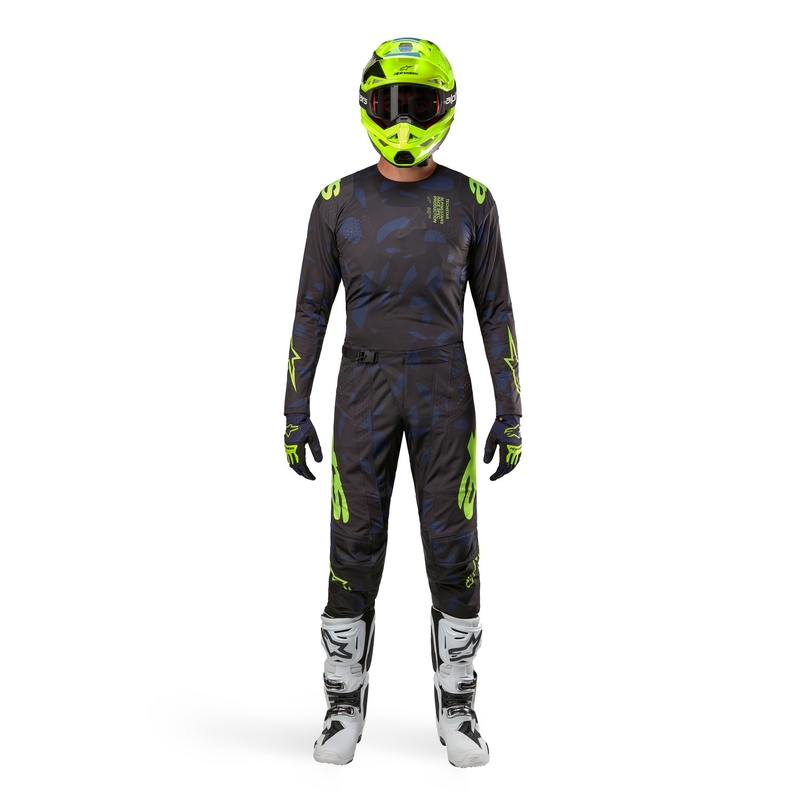 Maillot de motocross Alpinestars Techstar Rantera noir-bleu-jaune fluo