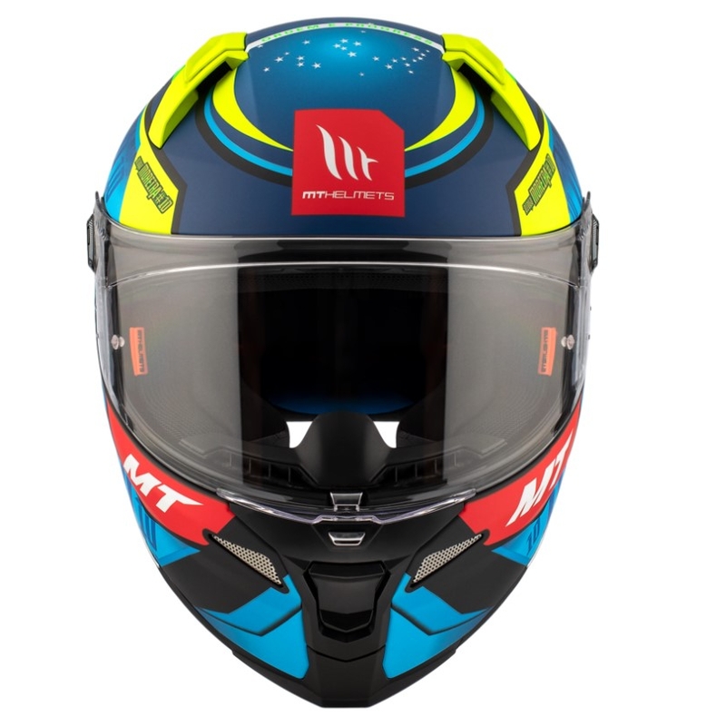 Casque moto intégral MT Revenge 2 S Moreira A7 bleu-vert