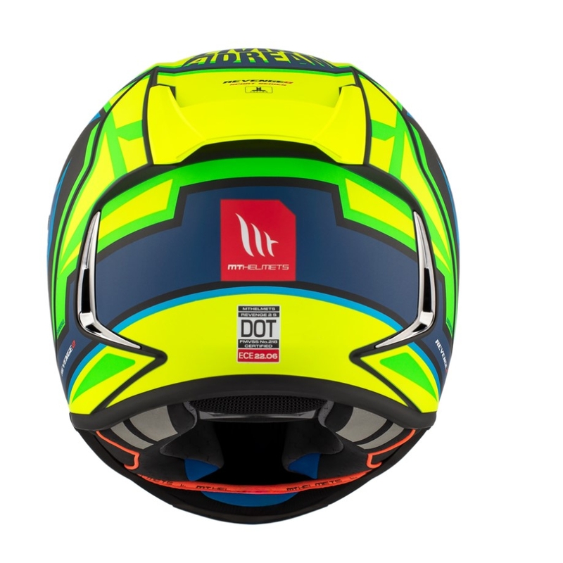 Casque moto intégral MT Revenge 2 S Moreira A7 bleu-vert