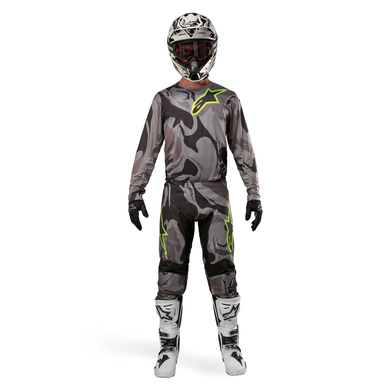 Pantalon de motocross tactique Alpinestars Racer gris camouflage-jaune fluo-noir