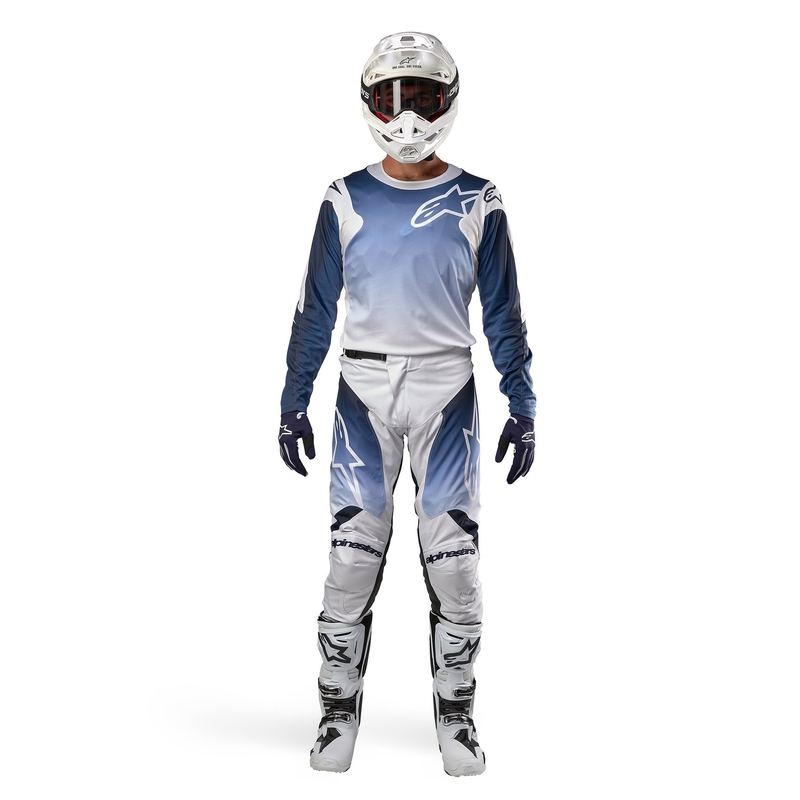 Pantalon motocross Alpinestars Racer Hoen blanc-bleu