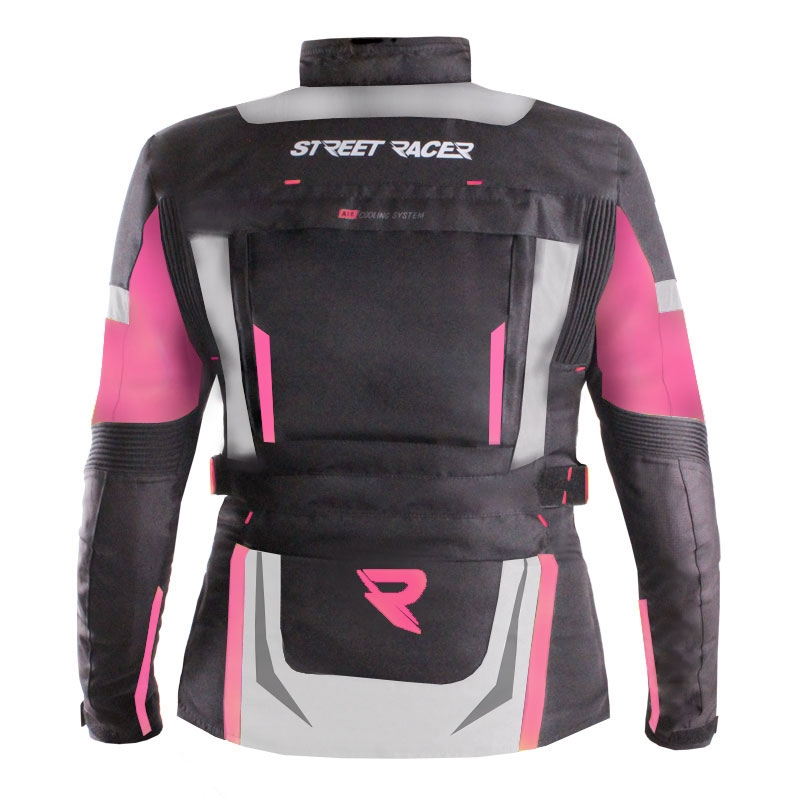 Veste de moto femme Street Racer Hilax noir-gris-rose