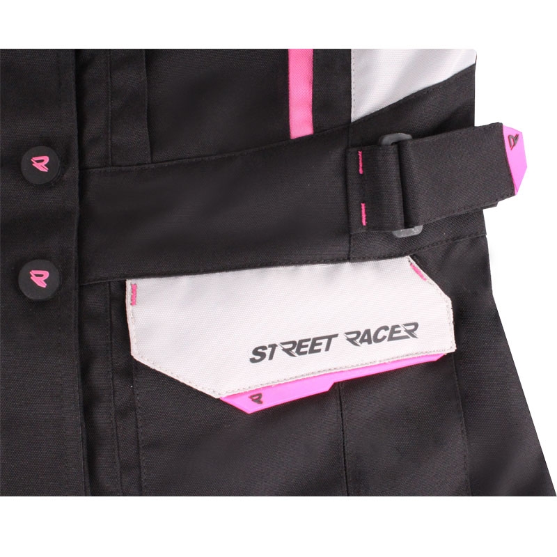 Veste de moto femme Street Racer Hilax noir-gris-rose