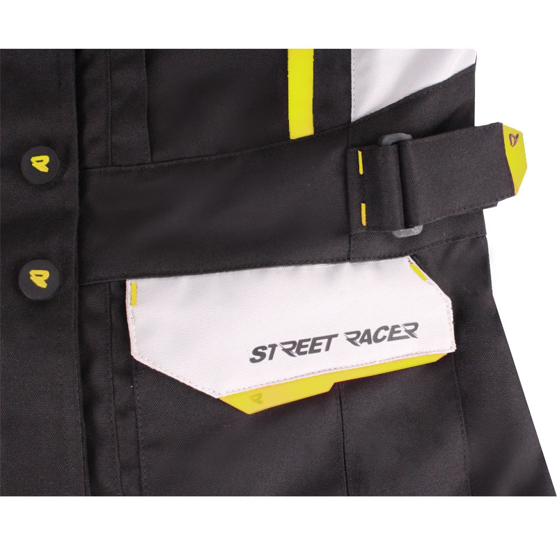 Blouson moto femme Street Racer Hilax noir-gris-jaune fluo
