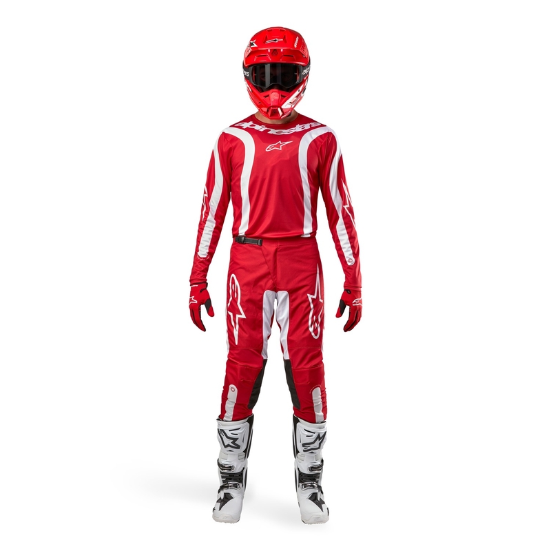 Pantalon motocross Alpinestars Fluid Lurv 2024 rouge-blanc soldes