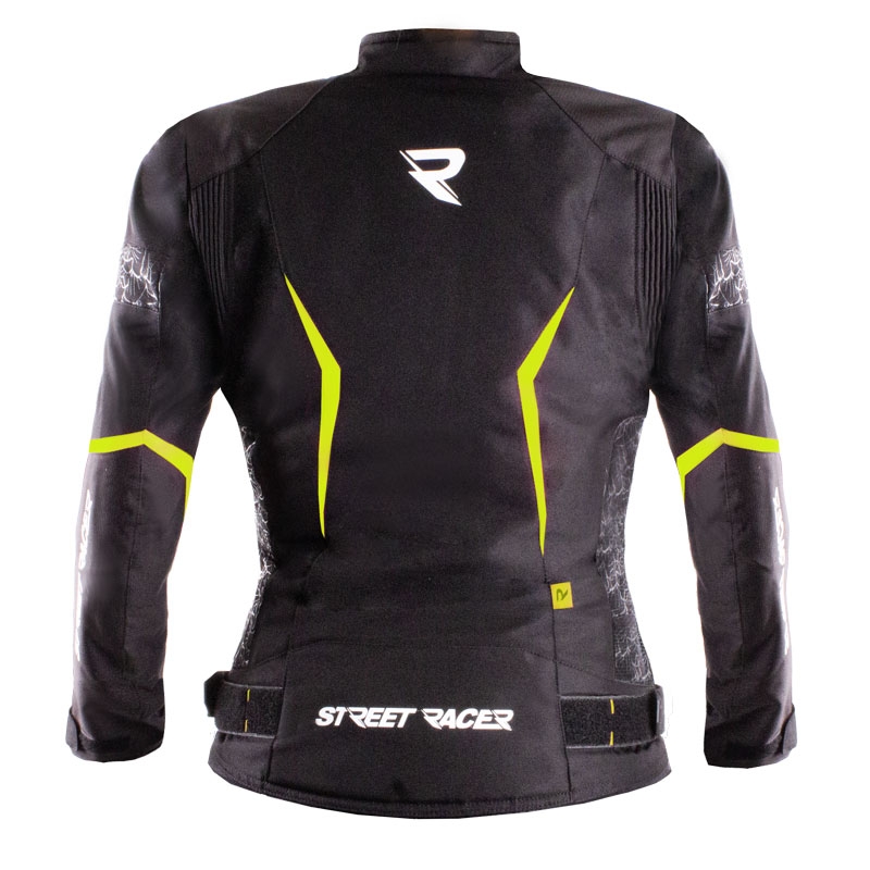 Veste moto femme Street Racer Rose Black-Fluo Yellow
