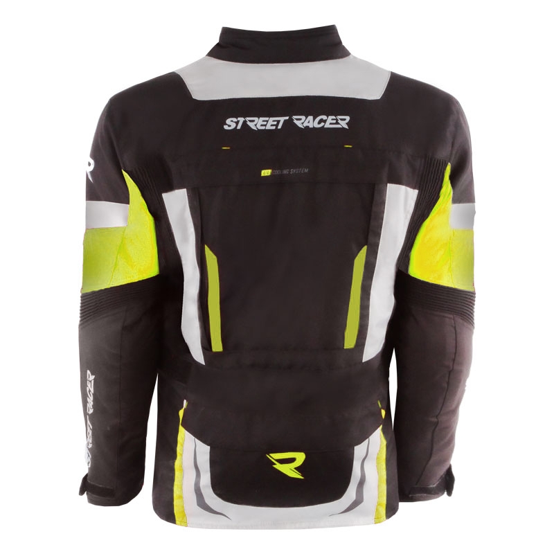 Blouson moto Street Racer Hilax noir-gris-jaune fluo