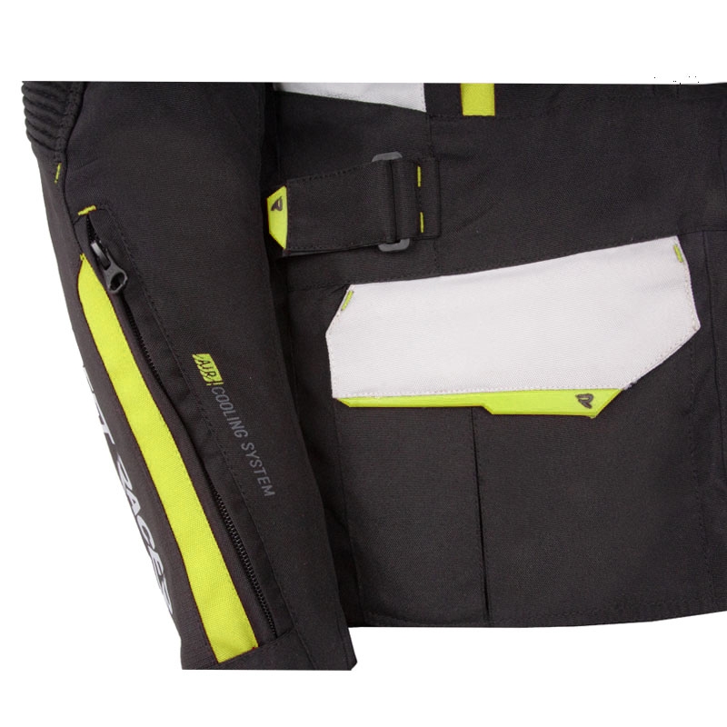 Blouson moto Street Racer Hilax noir-gris-jaune fluo