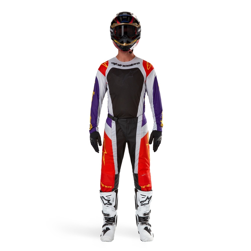 Pantalon motocross Alpinestars Techstar Ocuri orange-gris-violet-jaune soldes