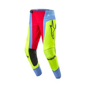 Pantalon motocross Alpinestars Techstar Ocuri bleu clair-jaune fluo-rouge