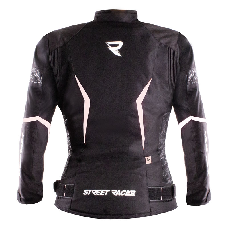 Veste moto femme Street Racer Rose noir et blanc