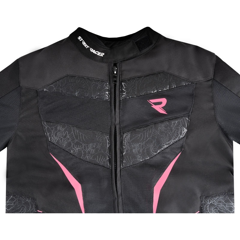 Veste de moto Street Racer Rose Air noir et rose pour femme