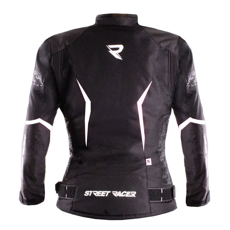 Veste de moto Street Racer Rose Air noir et blanc pour femmes
