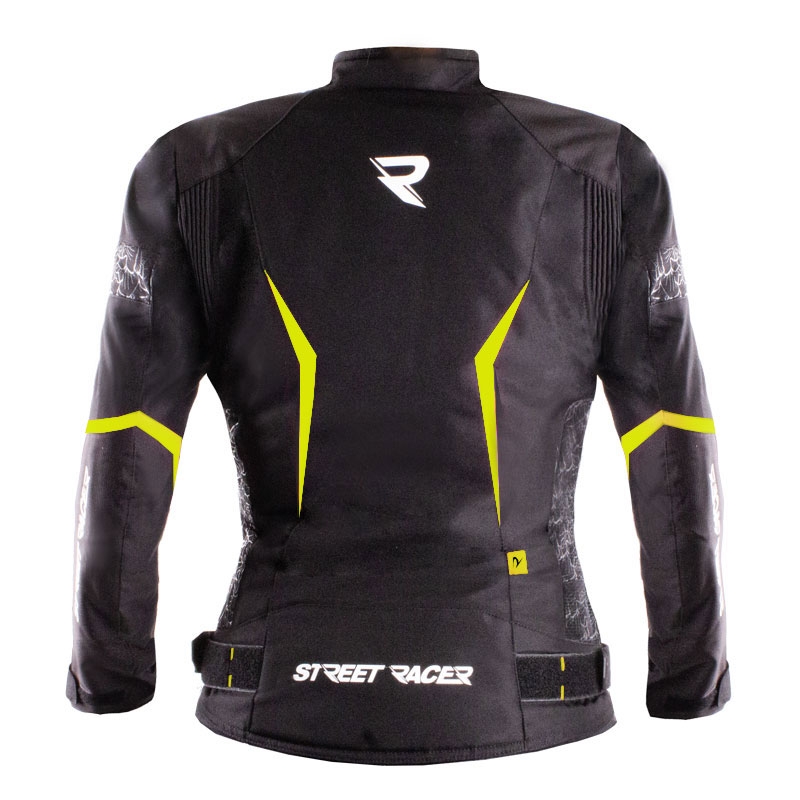 Veste moto femme Street Racer Rose Air noir-jaune fluo