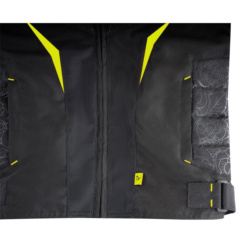 Veste moto femme Street Racer Rose Air noir-jaune fluo
