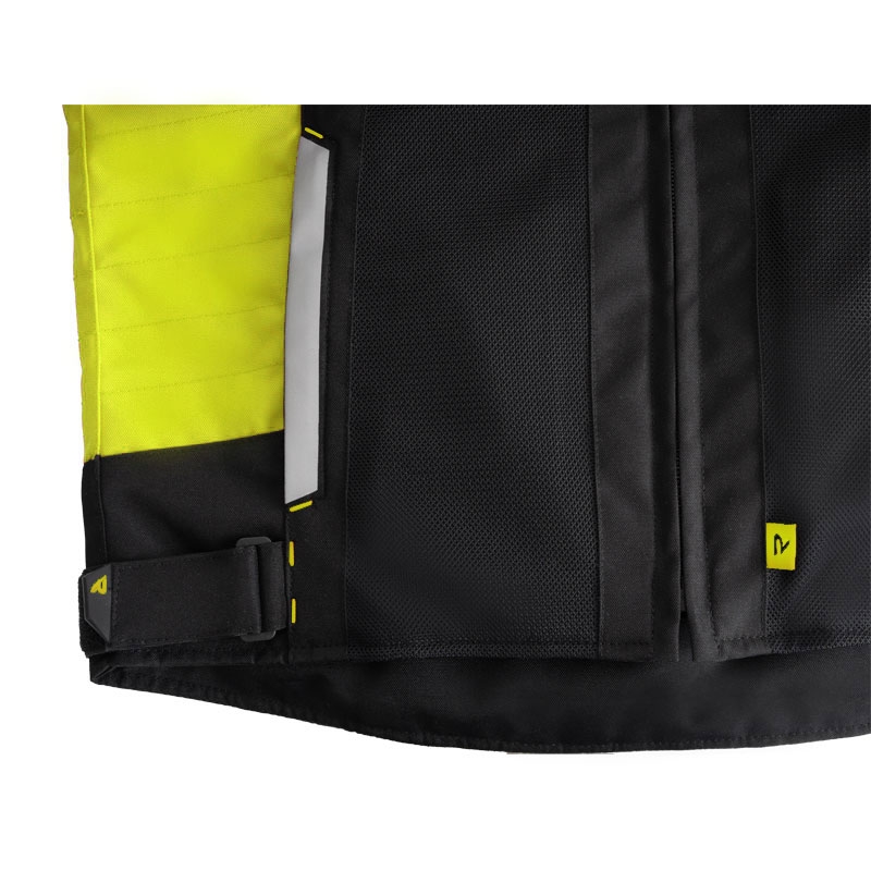 Veste de moto Street Racer Evans Air noire et jaune fluo