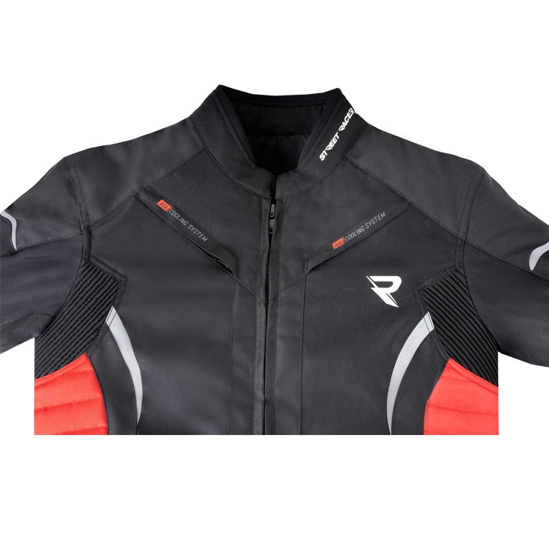 Veste moto Street Racer Evans noir-rouge