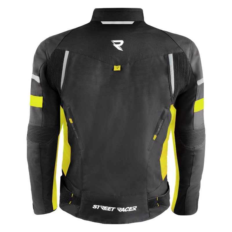 Veste de moto Street Racer Evans noir-jaune fluo