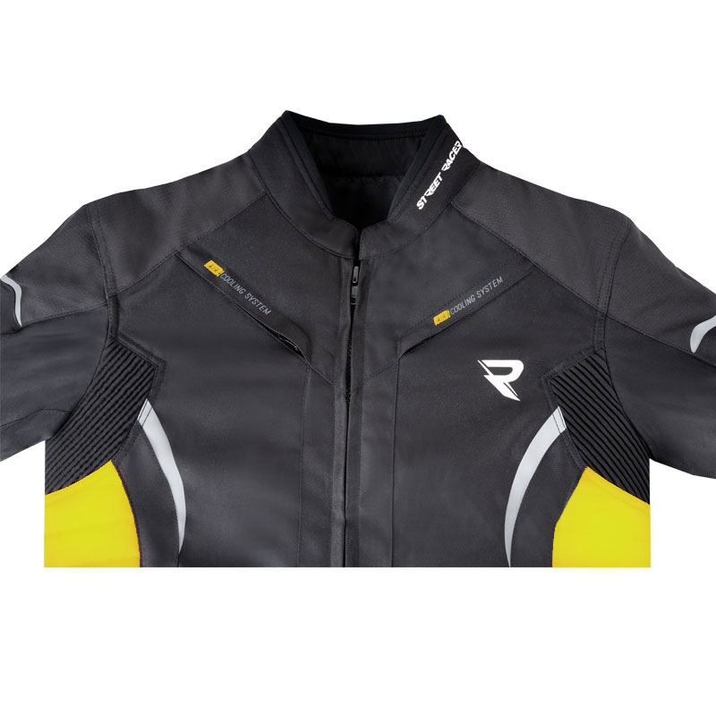 Veste de moto Street Racer Evans noir-jaune fluo