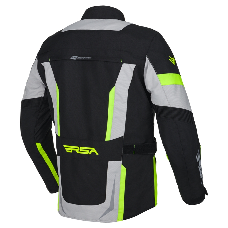 Veste de moto RSA EXO 2 noir-gris-jaune fluo