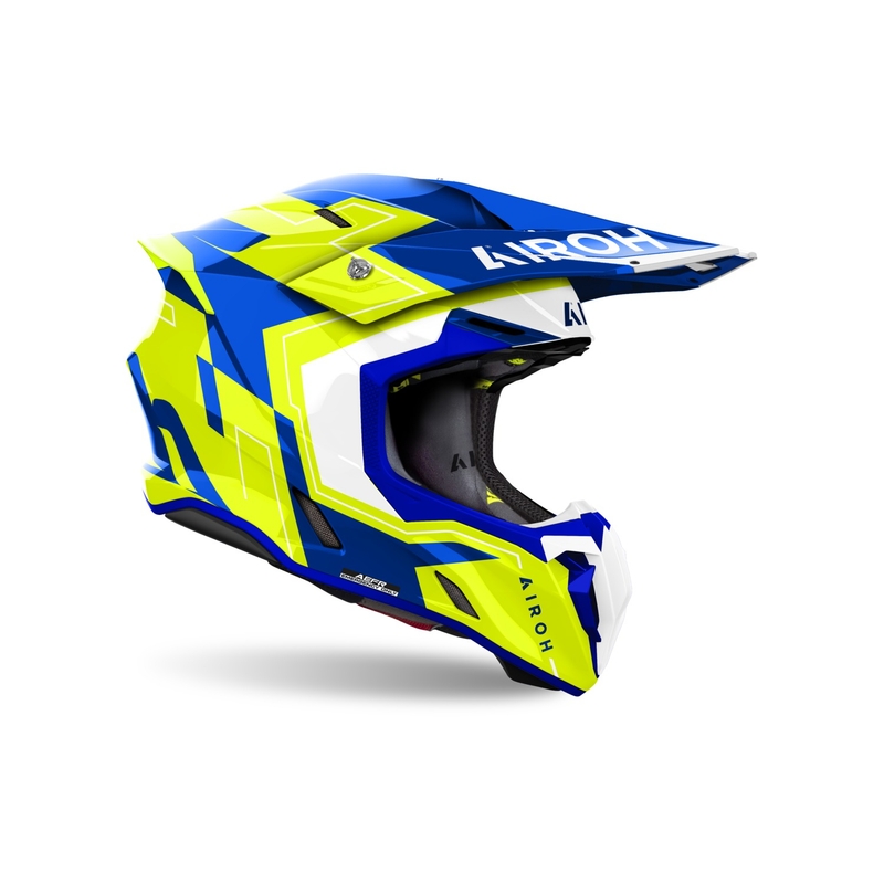Casque cross Airoh Twist 3 Dizzy bleu-jaune brillant