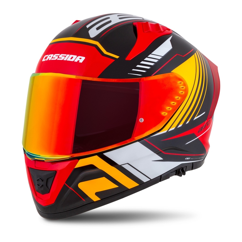 Casque moto intégral Cassida Aero Drome perle noir-orange-rouge-blanc