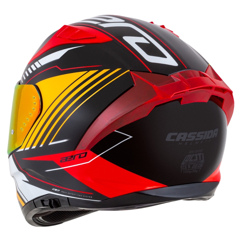 Casque moto intégral Cassida Aero Drome perle noir-orange-rouge-blanc