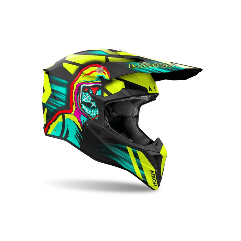 Casque de motocross Airoh Wraaap Cyber jaune mat