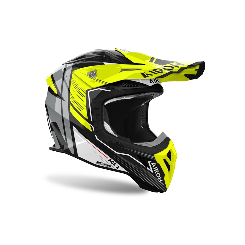 Casque de motocross Airoh Aviator Ace 2 Engine, jaune brillant