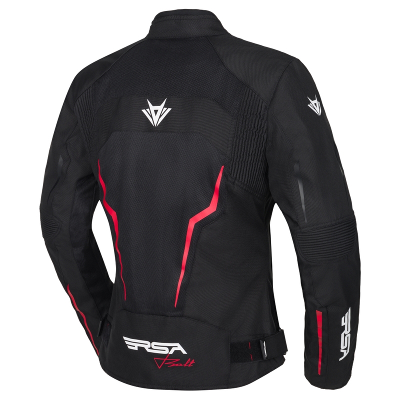 Veste de moto femme RSA Bolt noir-blanc-rouge