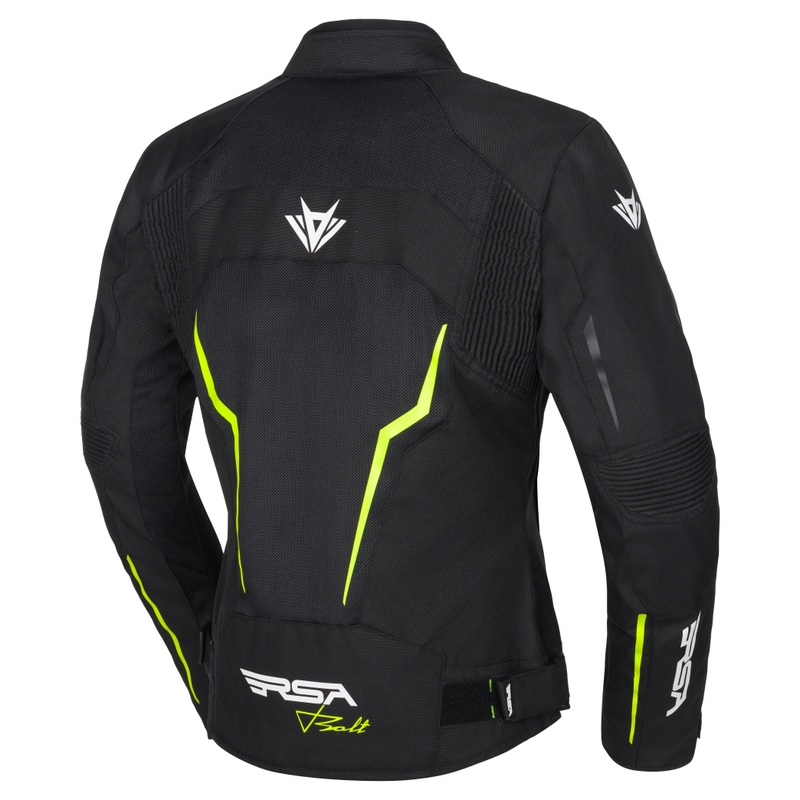 Veste de moto RSA Bolt noir-blanc-jaune fluo pour femme