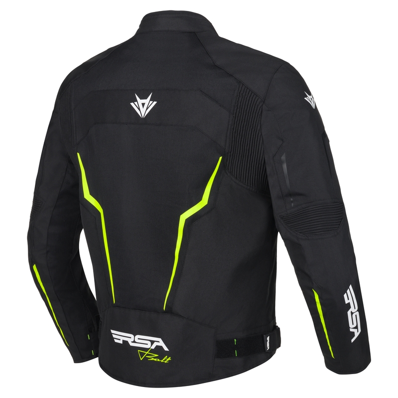 Veste de moto RSA Bolt noir-blanc-jaune fluo