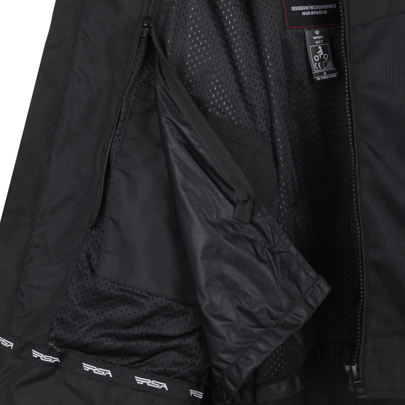 Veste de moto noire et blanche RSA Bolt