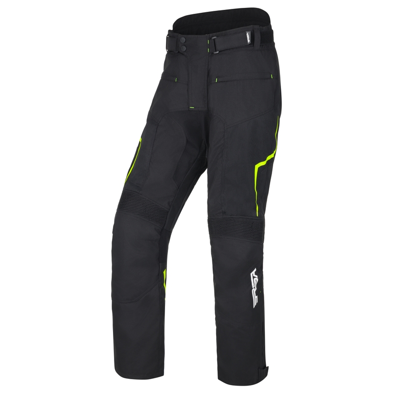 Pantalon de moto RSA Bolt noir-blanc-jaune fluo