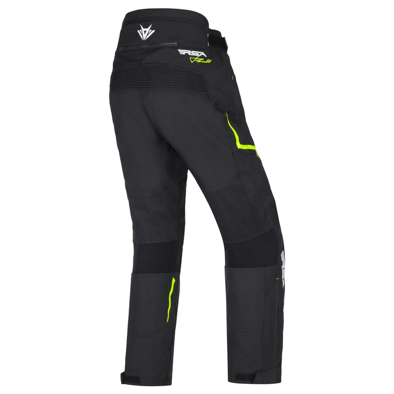 Pantalon de moto RSA Bolt noir-blanc-jaune fluo
