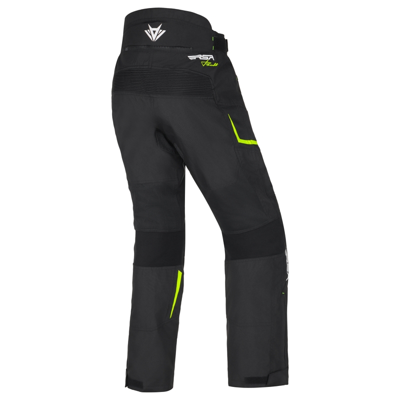 Pantalon de moto RSA Bolt noir-blanc-jaune fluo pour femme