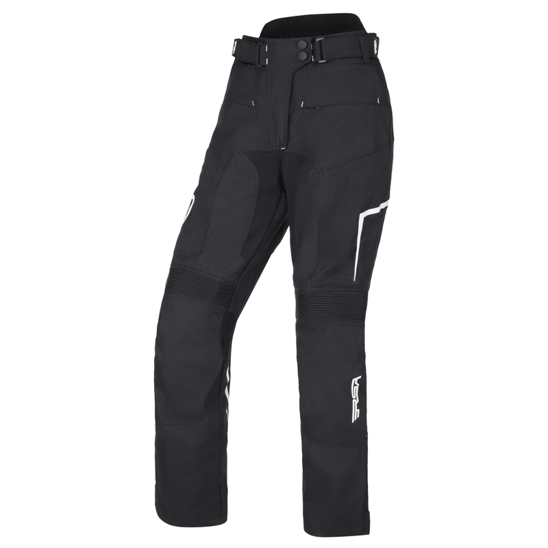 Pantalon de moto RSA Bolt noir et blanc pour femmes