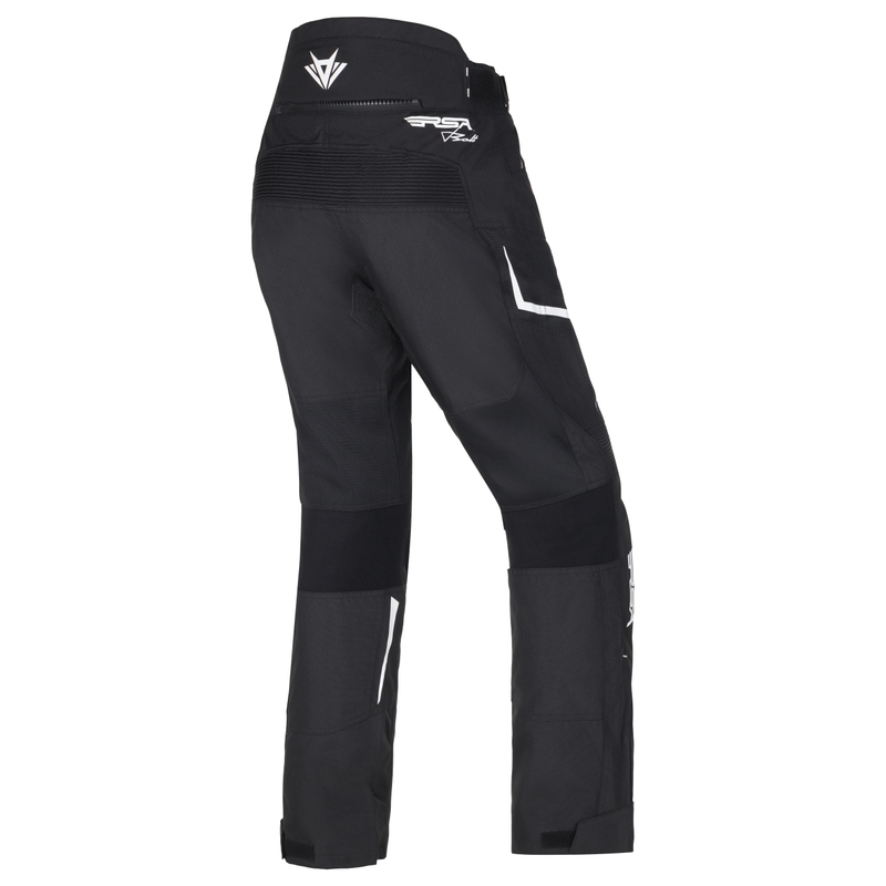Pantalon de moto RSA Bolt noir et blanc pour femmes