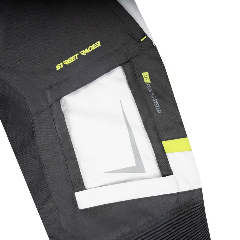 Pantalon de moto Street Racer Hilax noir-gris-jaune fluo pour femme