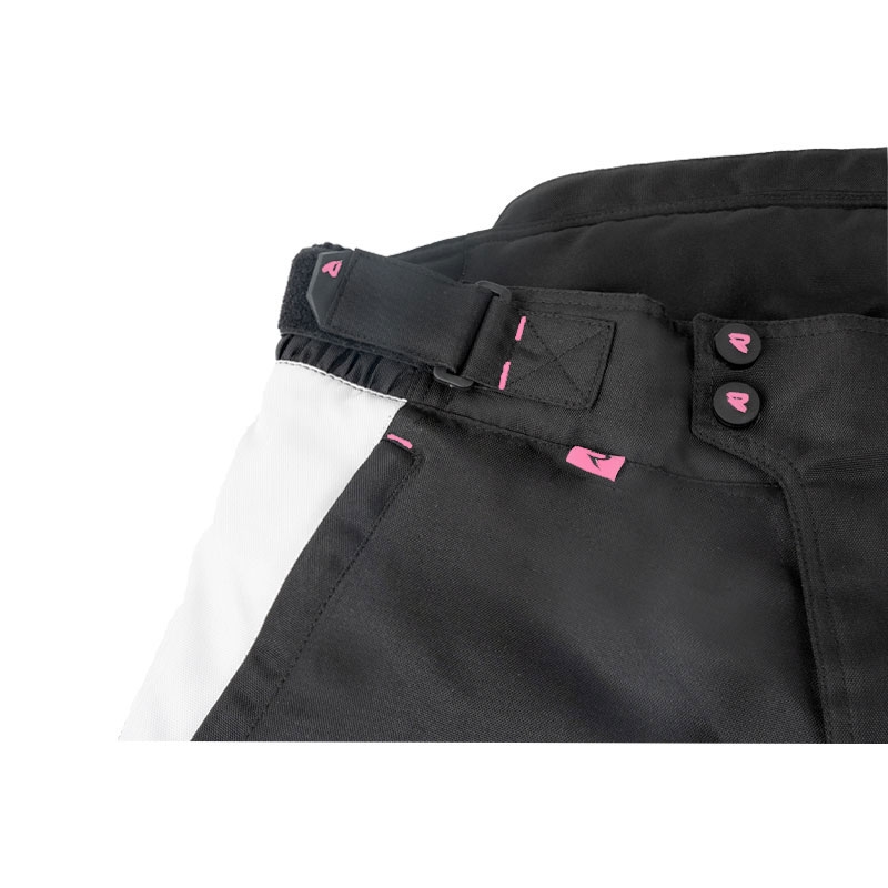 Pantalon de moto Street Racer Hilax noir-gris-rose pour femme