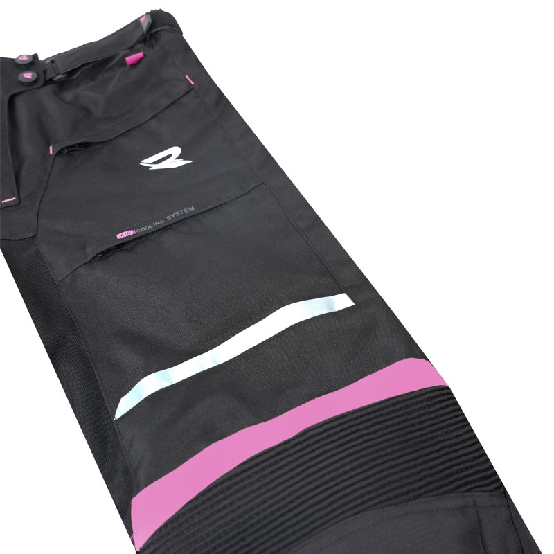 Pantalon de moto Street Racer Betty II noir et rose pour femmes