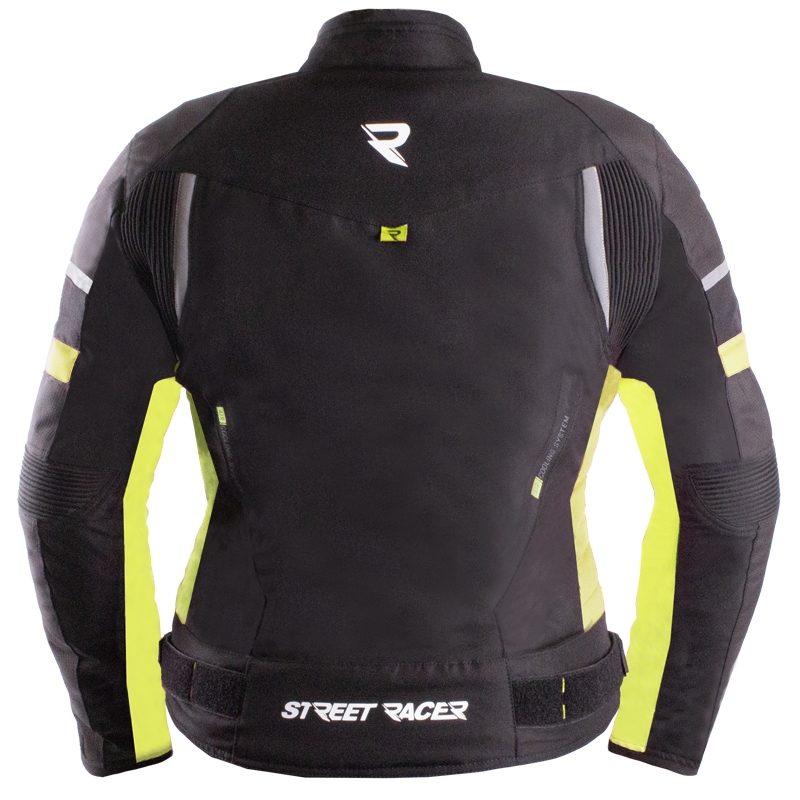 Veste de moto femme Street Racer Betty II Air noir et jaune fluo