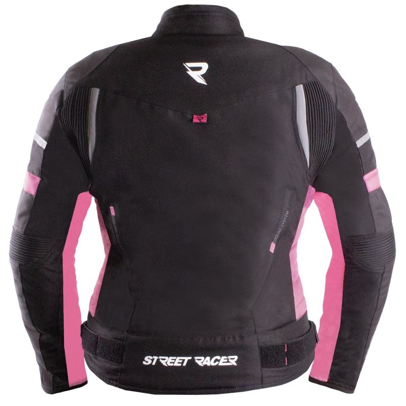 Veste de moto Street Racer Betty II Air noir et rose pour femme