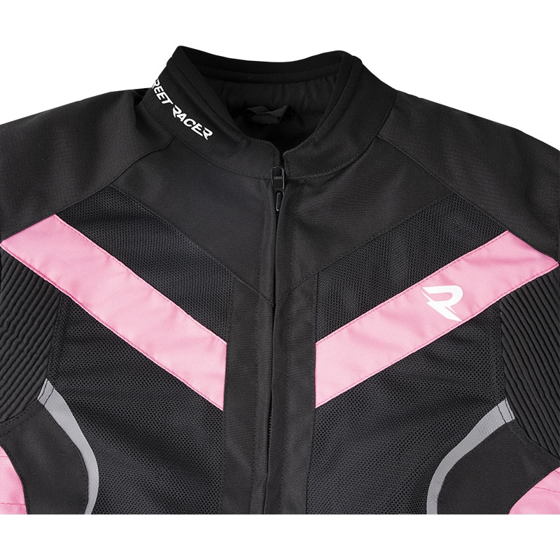 Veste de moto Street Racer Betty II Air noir et rose pour femme
