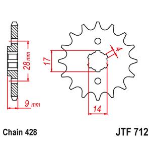 Řetězové kolečko JT 13 zubů, 428
