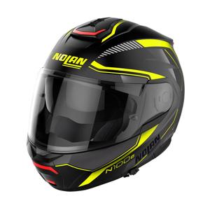 Casque de moto Nolan N100-6 Surveryor N-COM 22 noir-jaune à visière relevable