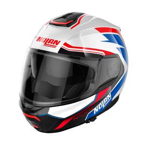 Casque de moto à visière Nolan N100-6 Surveyor N-COM 24 blanc-bleu
