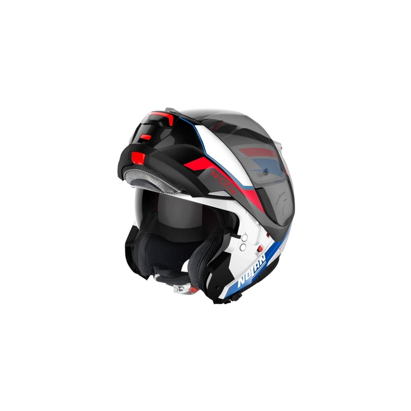 Casque de moto à visière Nolan N100-6 Surveyor N-COM 24 blanc-bleu