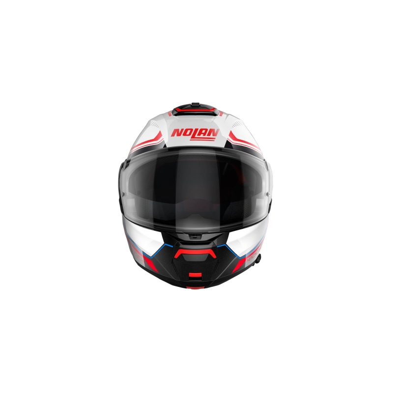 Casque de moto à visière Nolan N100-6 Surveyor N-COM 24 blanc-bleu