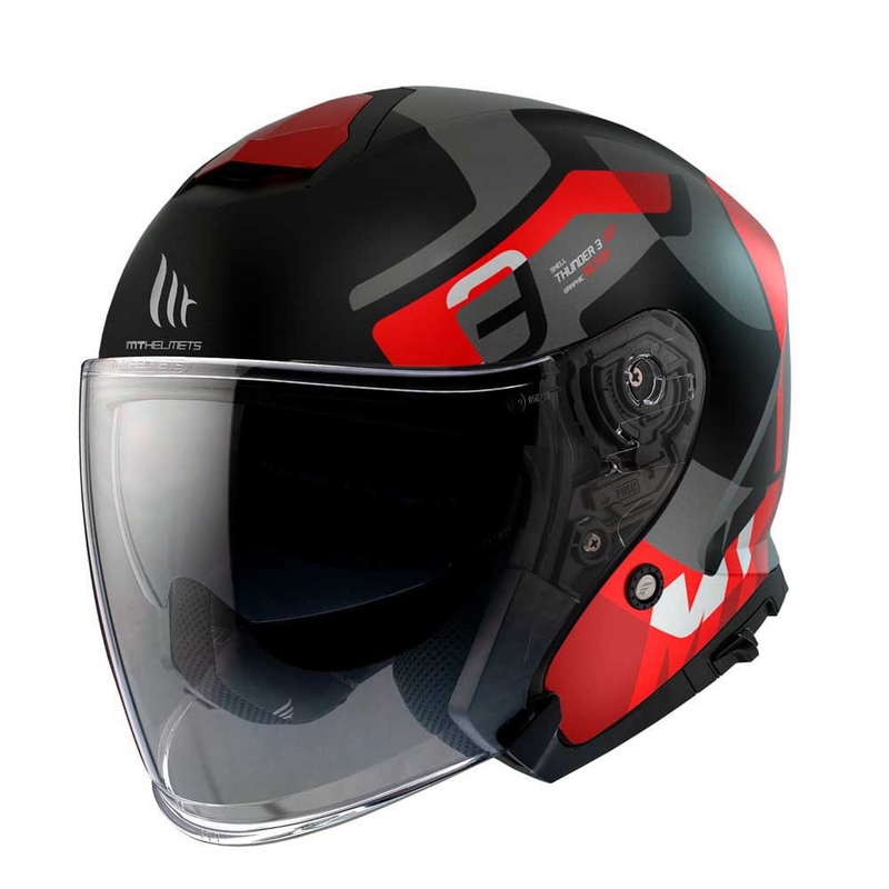 Casque Moto Ouvert MT Thunder 3 SV Jet Silton B5 Noir-Gris-Rouge Promo soldes